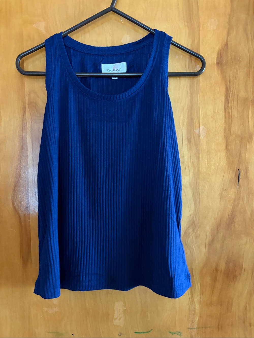 Cuddle duds ribbed navy sleeveless top and bottoms - Picture 2 of 5